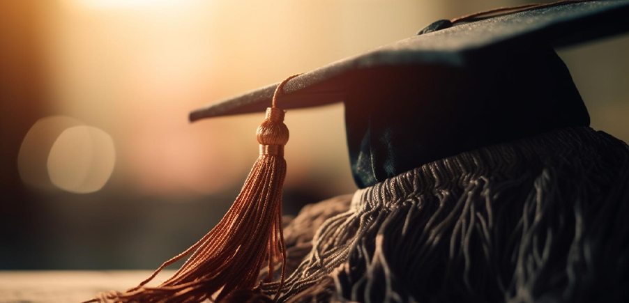 Capelo de formatura sobre a toga, ilustrando o lançamento da Pós-Graduação em Medicina de Emergência da LAPMED Academy
